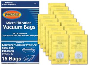 Replacement Vacuum Bags for Kenmore and Panasonic, 15 Pack