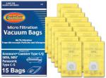 Replacement Vacuum Bags for Kenmore and Panasonic, 15 Pack