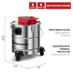 Vacmaster 5-Gallon Stainless Steel Ash Vacuum - Red