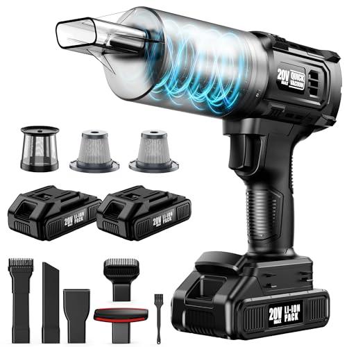 Car Vacuum Cordless, 35000PA Strong Suction Handheld Vacuum with 2 Detachable Batteries, 60Min Runtime Portable Vacuum Cleaner for Car Detailing, Pet Hair, Home Couch & Office, 350ML XL Dust Cup