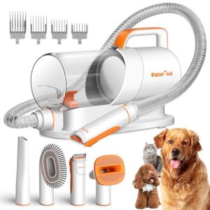 PAWING Pet Grooming Kit with Vacuum, All-in-1 Professional Deshedding Tools for Dogs & Cats - Low Noise Dogs Vacuum Cleaner with 2L Large Capacity Dust Cup for Shedding Pet Hair