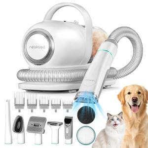 Neakasa P1 Pro Dog Grooming Vacuum Kit, 6-in-1 Pet Hair Grooming with Clippers and Vacuum, 9000Pa Suction, Low Noise, 1L Dust Cup for Home Shedding & Trimming
