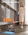 Cordless Vacuum Cleaner, 650W/55KPa 70Mins Vacuum Cleaners for Home, Self-Standing Stick Vacuum with Anti-Tangle Brush & OLED Touch Screen, Vacuum Cleaner for Hardwood Floors,Carpet,Pet Hair,Car (Red)