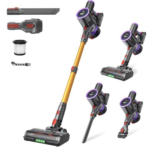 UKDMROX Cordless Stick Vacuum Cleaner: 550W 50KPA 45Mins with Powerful Suction, Self-Standing Lightweight Wireless Rechargeable Handheld Vacuum with Touch Screen for Home Pet Hair/Carpets/Floors
