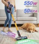 UKDMROX Cordless Stick Vacuum Cleaner: 550W 50KPA 45Mins with Powerful Suction, Self-Standing Lightweight Wireless Rechargeable Handheld Vacuum with Touch Screen for Home Pet Hair/Carpets/Floors