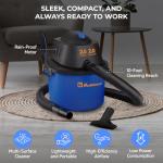 Koblenz WD-2L Portable Wet Dry Vacuum, 2-Gallon 2 PHP Suction Plus Blower Vacuum Cleaner for Liquids, Dust, Pet Hairs, 10' Reach, Ideal for Home, Car, Garage, Shop, Accessories Included, Blue/Black