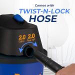 Koblenz WD-2L Portable Wet Dry Vacuum, 2-Gallon 2 PHP Suction Plus Blower Vacuum Cleaner for Liquids, Dust, Pet Hairs, 10' Reach, Ideal for Home, Car, Garage, Shop, Accessories Included, Blue/Black