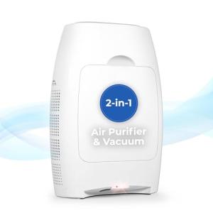 EyeVac Air 2-in-1 HEPA Air Purifier & Touchless Vacuum Automatic Dustpan - Ultra Fast & Powerful - Covers 600 Sq ft - Corded Canister Vacuum, Bagless, Automatic Sensors, 1000 Watt (White/White)