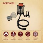 Pellethead Ash Vault Pro | 10-Amp Ash Vacuum for Fireplaces, Pellet Stoves & BBQs – 5-Gal Capacity, Dual HEPA, Heat-Resistant Hose, Steel Tank