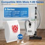 20 Pack 3D Airclean FJM Vacuum Cleaner Bags Compatible with Miele FJM Vacuum Cleaner, Compact C1, Compact C2, Complete C1, S241, S290, S300i, S500, S700, S4, S6 Series, Replaces Part 10123220