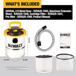 DEWALT Ash Vacuum DXV04A, 4 Gallon Metal Canister, 4 HP Powerful Motor, Strong Suction, and Efficient Filtration Safe Ash Vacuum for Pellet Stoves, Fireplaces, and BBQ Grills