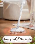 LABIGO 10-in-1 Steam Mop with Detachable Handheld Steamer, 350ml Tank, 10s Heat-Up, 248°F Steam Cleaner, 3-Level Control and Swivel Head for Floors, Carpets, Tiles, BBQ grill Multi-Surface Clean White