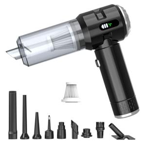 Sycoodeal Handheld Car Vacuum Cleaner, 25000PA Strong Cyclonic Suction Portable Mini Vacuum Cordless with Digital Display Lightweight Handheld for Pet Hair, Car, Home, Office, Kitchen(Silver)