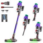 COTIAR Cordless Vacuum Cleaner, 650W 48KPA 60Min Wireless Vacuum for Home, Stick Vacuum with Green Light Anti-Tangle, Rechargeable Vacuum Cleaners for Pet Hair Carpet Hard Floors （Purple）