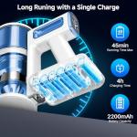 BSNAW Cordless Vacuum Cleaner for Home, 8-in-1 Lightweight Stick Vacuum with 45Mins Runtime, Powerful Suction, Anti-Tangle, Rechargeable Cordless Vacuum for Hardwood Floor Carpet Pet Hair, W-N505