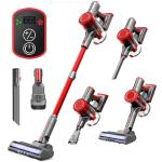 Cordless Vacuum Cleaner, Lightweight Stick Vacuum Cleaner for Home, 6 in 1, Anti-Tangle Vacuum with Powerful Suction, 180° Bendable Wand Rechargeable Cordless Vacuum for Floor Pet Hair/Carpet Deep Red