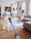Cordless Vacuum Cleaner, 8-in-1 Cordless Stick Vacuum Cleaner with 3 Suction Modes, Up to 45mins Runtime, Rechargeable, Self-Standing, Vacuum Cleaners for Home Pet Hair Carpet Car Hard Floor, Purple