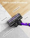 Cordless Vacuum Cleaner, 8-in-1 Cordless Stick Vacuum Cleaner with 3 Suction Modes, Up to 45mins Runtime, Rechargeable, Self-Standing, Vacuum Cleaners for Home Pet Hair Carpet Car Hard Floor, Purple