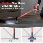 Cordless Vacuum Cleaner, Lightweight Stick Vacuum Cleaner for Home, 6 in 1, Anti-Tangle Vacuum with Powerful Suction, 180° Bendable Wand Rechargeable Cordless Vacuum for Floor Pet Hair/Carpet Deep Red