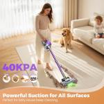 UML0 Cordless Vacuum Cleaner, 40Kpa Powerful Suction Stick Vacuum Cleaners for Home, 45 Mins Runtime, 1.6L Dust Box, Anti-Tangle, 8-in-1 Rechargeable Vacuum for Hardwood Floor,Carpet,Pet Hair