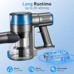 Deepvac 250W 25KPa Suction Cordless Vacuum Cleaner, 6-in-1 Lightweight Stick Vacuum with LED Display & Detachable Battery, 45 Mins Runtime for Hard Floor, Carpet, Pet Hair, Car Cleaning