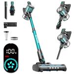 Cordless Vacuum Cleaner, 8-in-1 Cordless Stick Vacuum Cleaner with 3 Suction Modes, Up to 45mins Runtime, Rechargeable, Self-Standing, Vacuum Cleaners for Home Pet Hair Carpet Car Hard Floor, Green