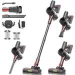 Prasky Cordless Vacuum Cleaner, Stick Vacuum Rechargeable, 550W 45KPA Powerful Suction Lightweight Vacuum Cleaners for Home, Anti-Tangle, Self Standing for Pet Hair Hardwood Floor Carpet - Black