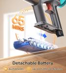 REBANIC Cordless Vacuum Cleaners for Home,8-in-1/65Min/600W/48Kpa Powerful Suction,Self-Standing Cordless Stick Vacuum Cleaner,Lightweight Anti-Tangle Rechargeable Vacuum for Floor/Carpet/Pet Hair/Car