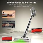 Shieal Cordless Stick Vacuum Cleaner - Rechargeable,40Kpa Powerful Suction Vacuum for Home,45Mins Runtime,Detachable Battery,Anti-Tangle, 8 in 1 Lightweight Vacuum for Pet Hair Carpet Hardwood,Silver