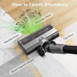 Shieal Cordless Stick Vacuum Cleaner - Rechargeable,40Kpa Powerful Suction Vacuum for Home,45Mins Runtime,Detachable Battery,Anti-Tangle, 8 in 1 Lightweight Vacuum for Pet Hair Carpet Hardwood,Silver