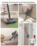 Prasky Cordless Vacuum Cleaner, Stick Vacuum Rechargeable, 550W 45KPA Powerful Suction Lightweight Vacuum Cleaners for Home, Anti-Tangle, Self Standing for Pet Hair Hardwood Floor Carpet - Black