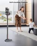 Prasky Cordless Vacuum Cleaner, Stick Vacuum Rechargeable, 550W 45KPA Powerful Suction Lightweight Vacuum Cleaners for Home, Anti-Tangle, Self Standing for Pet Hair Hardwood Floor Carpet - Black