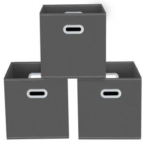 Fabric Cube Storage Bins with Handles - Set of 3