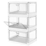 Clear Stackable Storage Bins with Magnetic Lids - 3-Pack