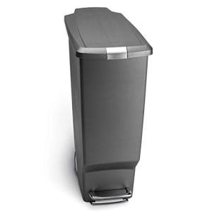 simplehuman 40L Slim Kitchen Trash Can, Grey