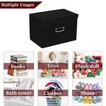 Black Fabric Storage Cube Bins with Lids (3 Pcs)