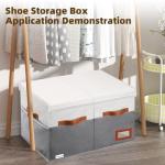 Foldable Shoe Organizer Bins with Lids, 16 Pairs