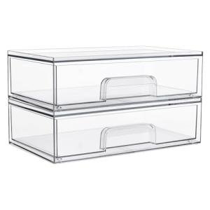Clear Stackable Storage Drawers - 2 Pack