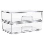 Clear Stackable Storage Drawers - 2 Pack
