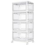 Clear Storage Bins with Lids - 4 Tier with Wheels