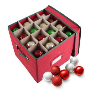Red Christmas Decor Storage Box with Dividers