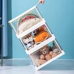 Clear Stackable Storage Bins with Magnetic Lids - 3-Pack