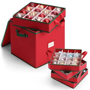 MaidMAX Christmas Ornament Storage Box with Dividers