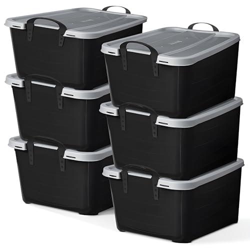6 Pack Heavy Duty Stackable Storage Bins, 55 Quart