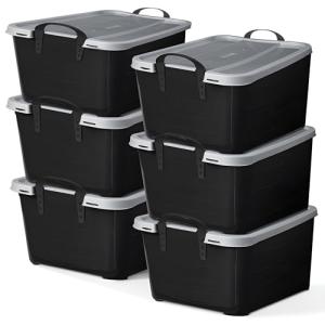 6 Pack Heavy Duty Stackable Storage Bins, 55 Quart