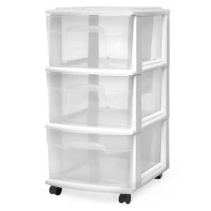 3-Tier Rolling Storage Cart with Clear Bins