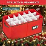 Red Christmas Ornament Storage Bin with Dividers
