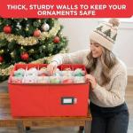 Red Christmas Ornament Storage Bin with Dividers