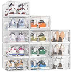 12 Pack Clear Stackable Shoe Storage Bins