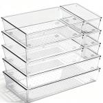 8 Pack Clear Plastic Drawer Organizer Bins